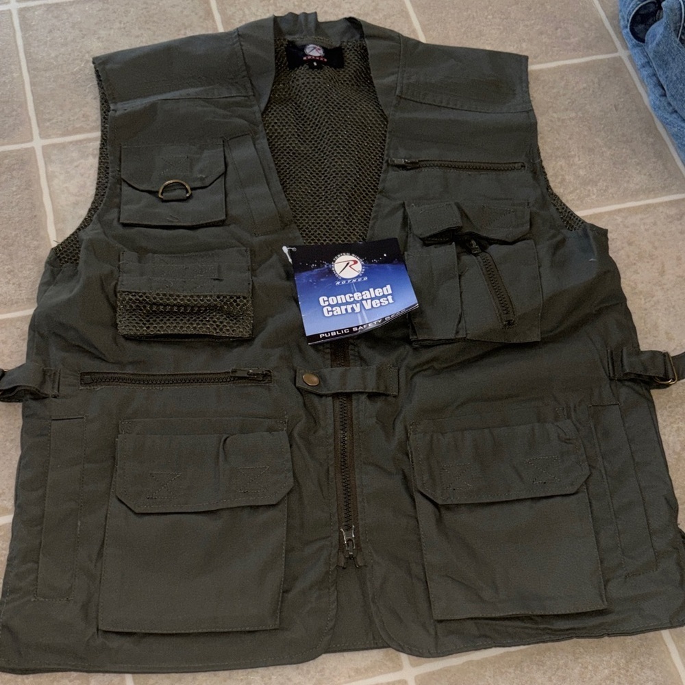 Rothco Plainclothes Concealed Carry Vest Tactical CCW Cargo Olive Drab size S - Picture 7 of 7
